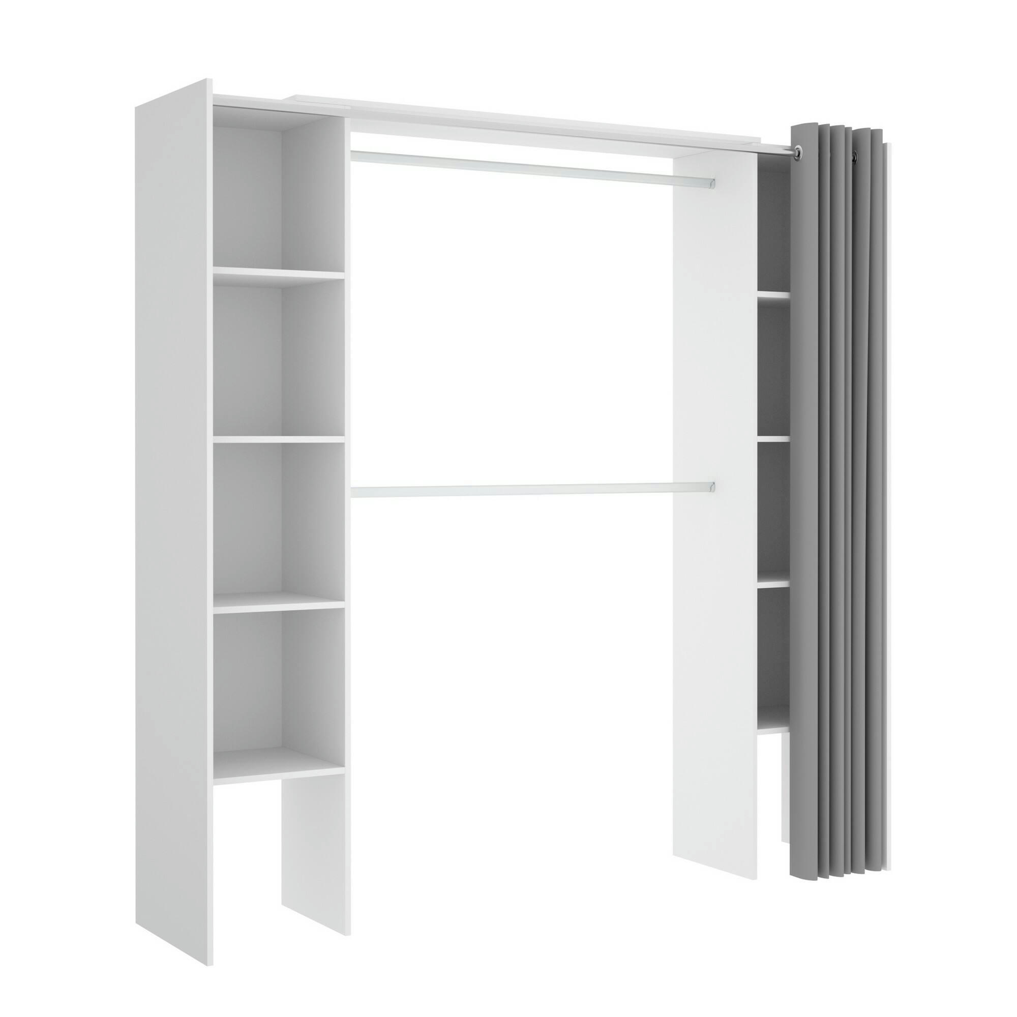 DGOND - Garde-robe effet bois blanc et gris