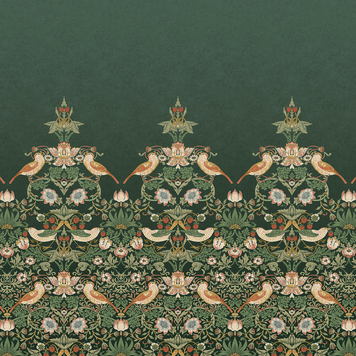 William Morris at Home Fotobehang - Strawberry Thief Green - 400x250 cm