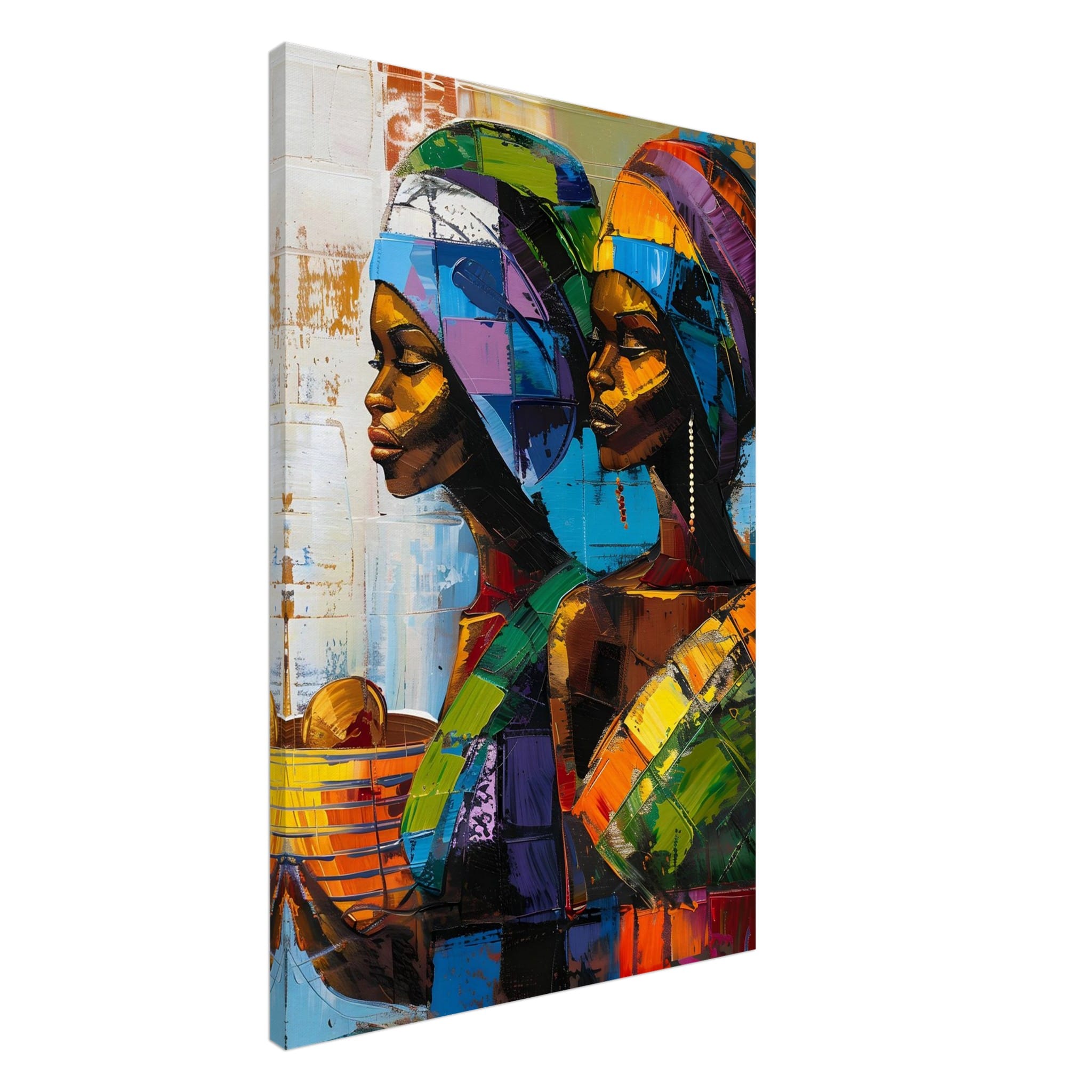 Artfulprints Canvas Colourful sisters canvas - 60x90 cm - Meerkleurig