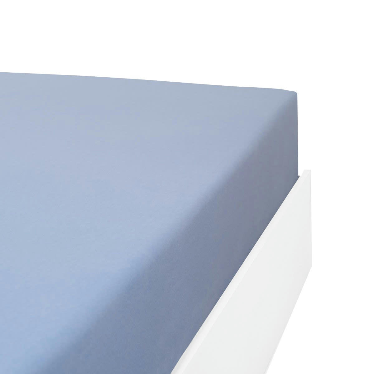 TOUDOUX - Drap housse flanelle en Molleton Bleu ciel 120x200 cm