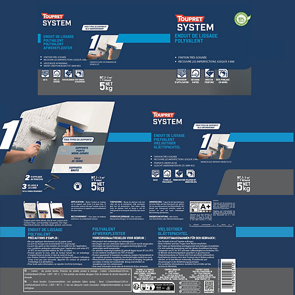 Enduit de lissage polyvalent Toupret System 1 - 5 kg