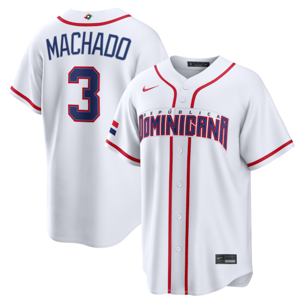 Manny Machado Dominican Republic Baseball Nike 2026 World Baseball Classic Home Stadium Jersey - White