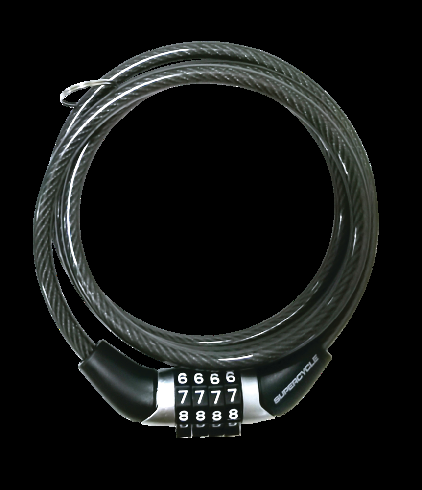Supercycle Basic Bike Lock Cable w/4-Digit Dial Combination, Anti-Theft, Black, 3.9-ft