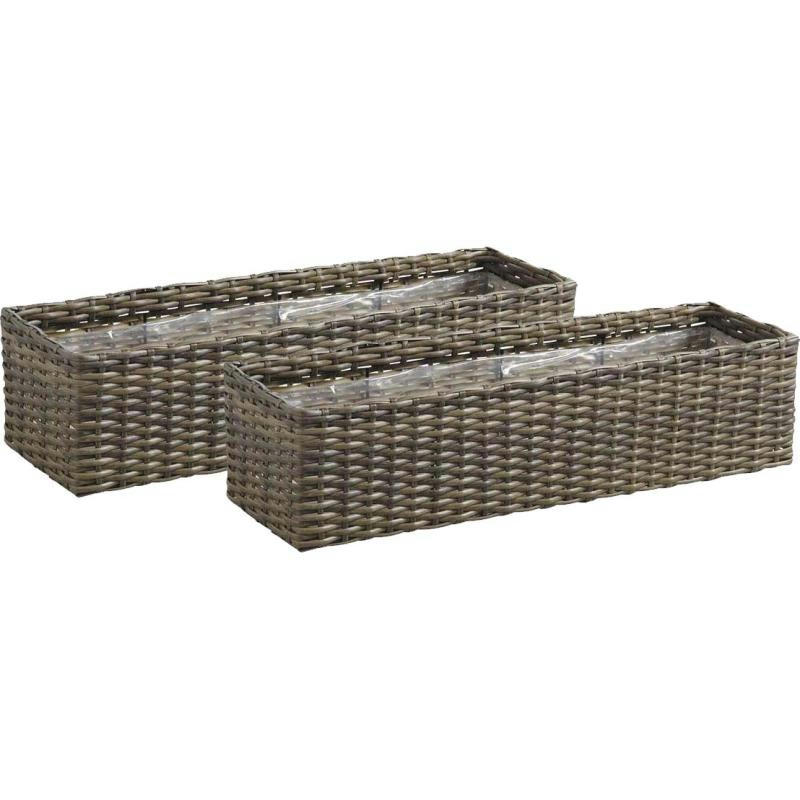 - Jardinière rectangulaire en rotin synthétique (lot de 2)