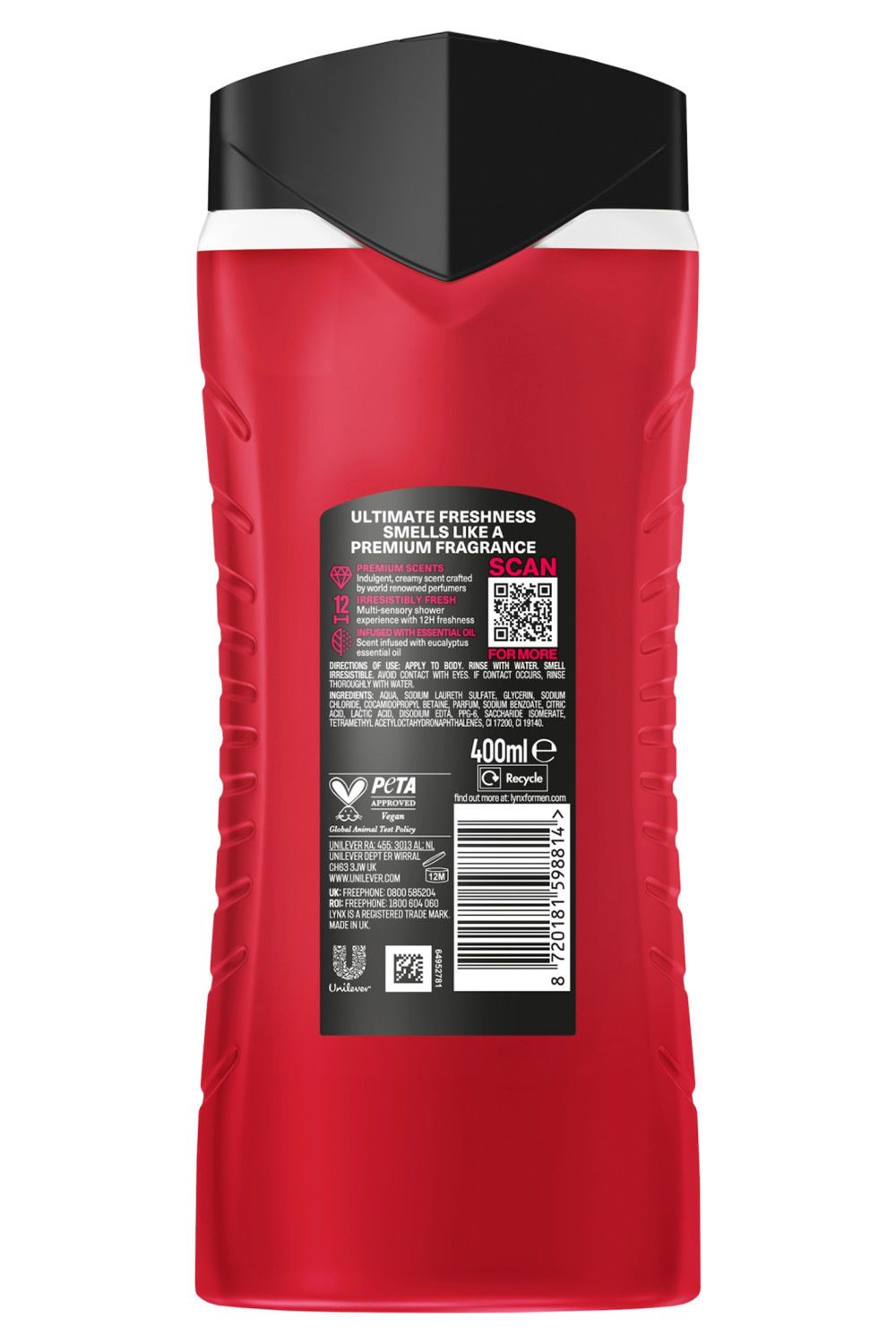 Lynx Lynx Cherry Spritz Body Wash with 12Hrs of Freshness for Men, 400ml