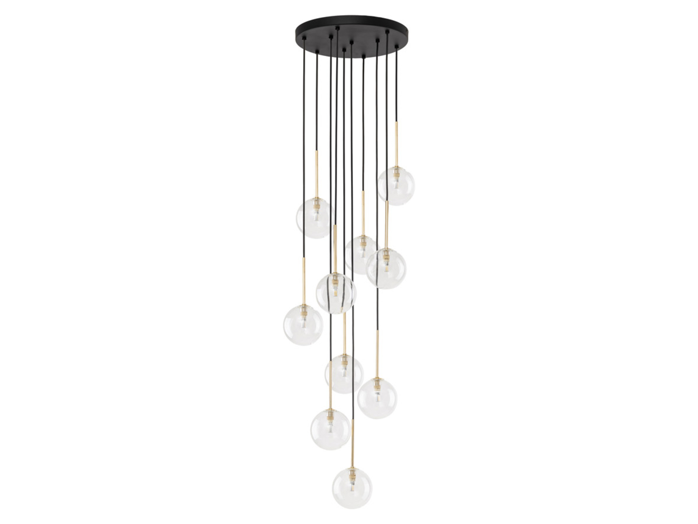 Lampa wisząca Nilos 10-punktowa metalowa złota