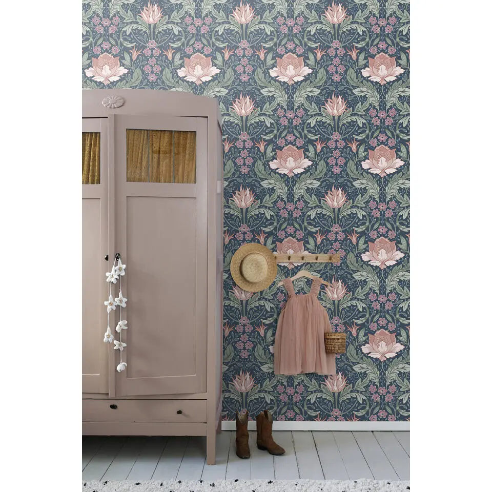 ESTAhome behang - vintage bloemen in art nouveau stijl