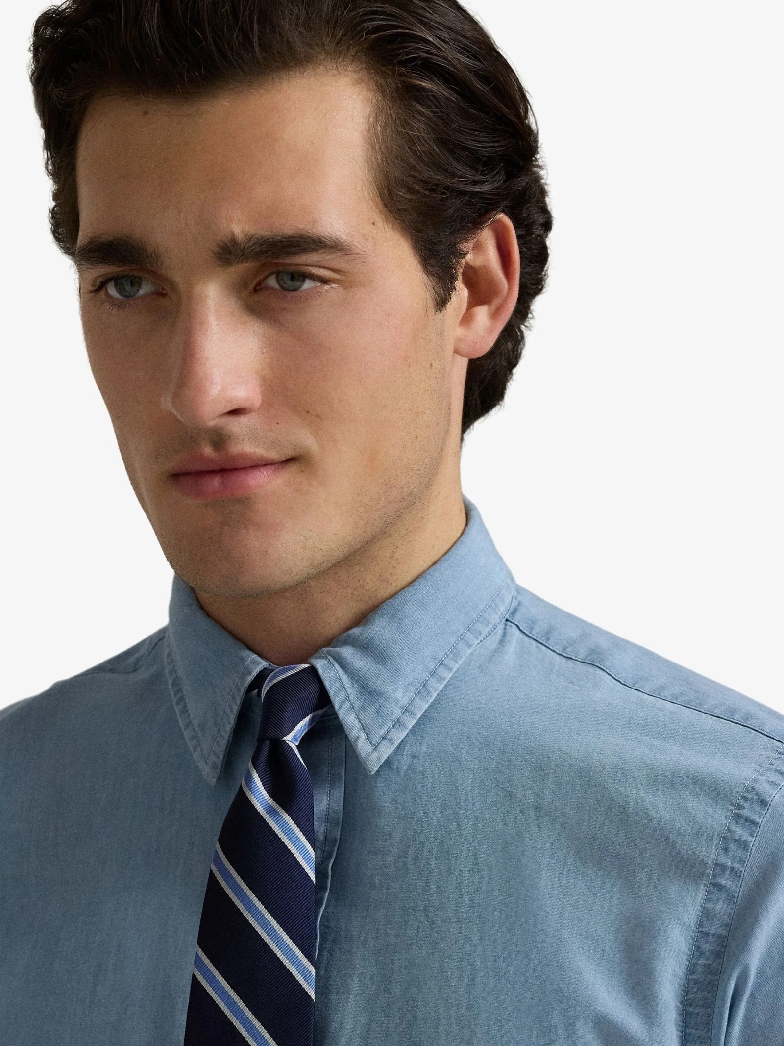 Custom Fit Indigo Chambray Shirt