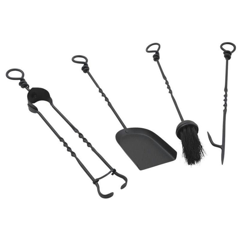 - Set de 4 accessoires de cheminée en fer forgé 46cm