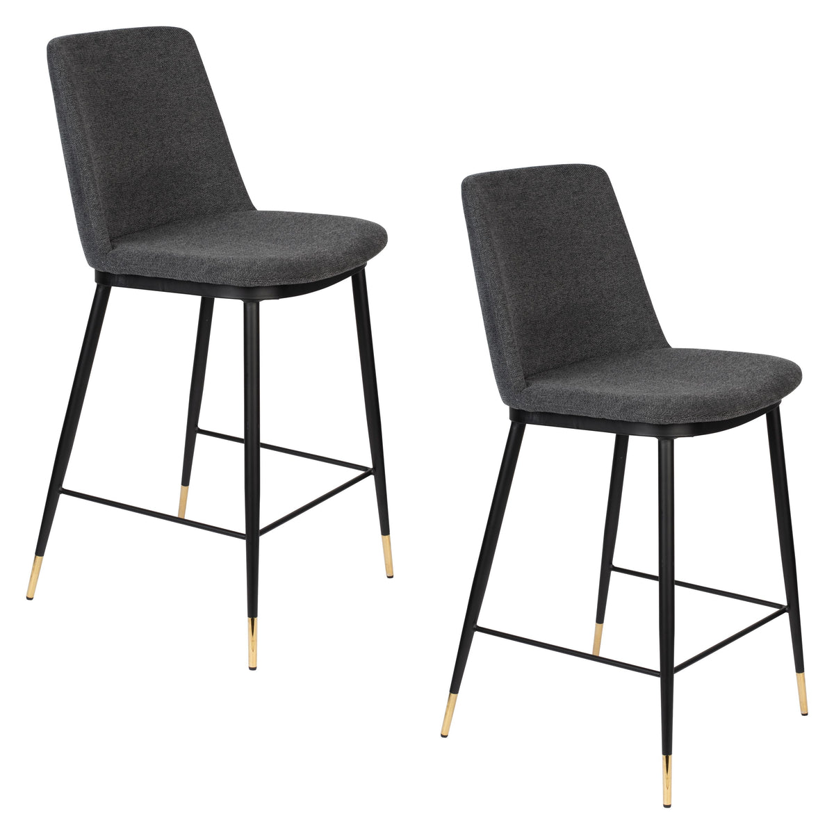 Housecraft Living Lionel Barkrukken rugleuning 65 cm Donkergrijs - Set van 2