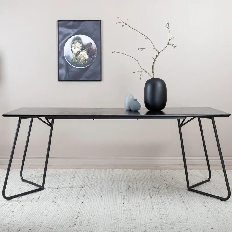 Eettafel Zwart Hout - 190x90x75cm - Petra