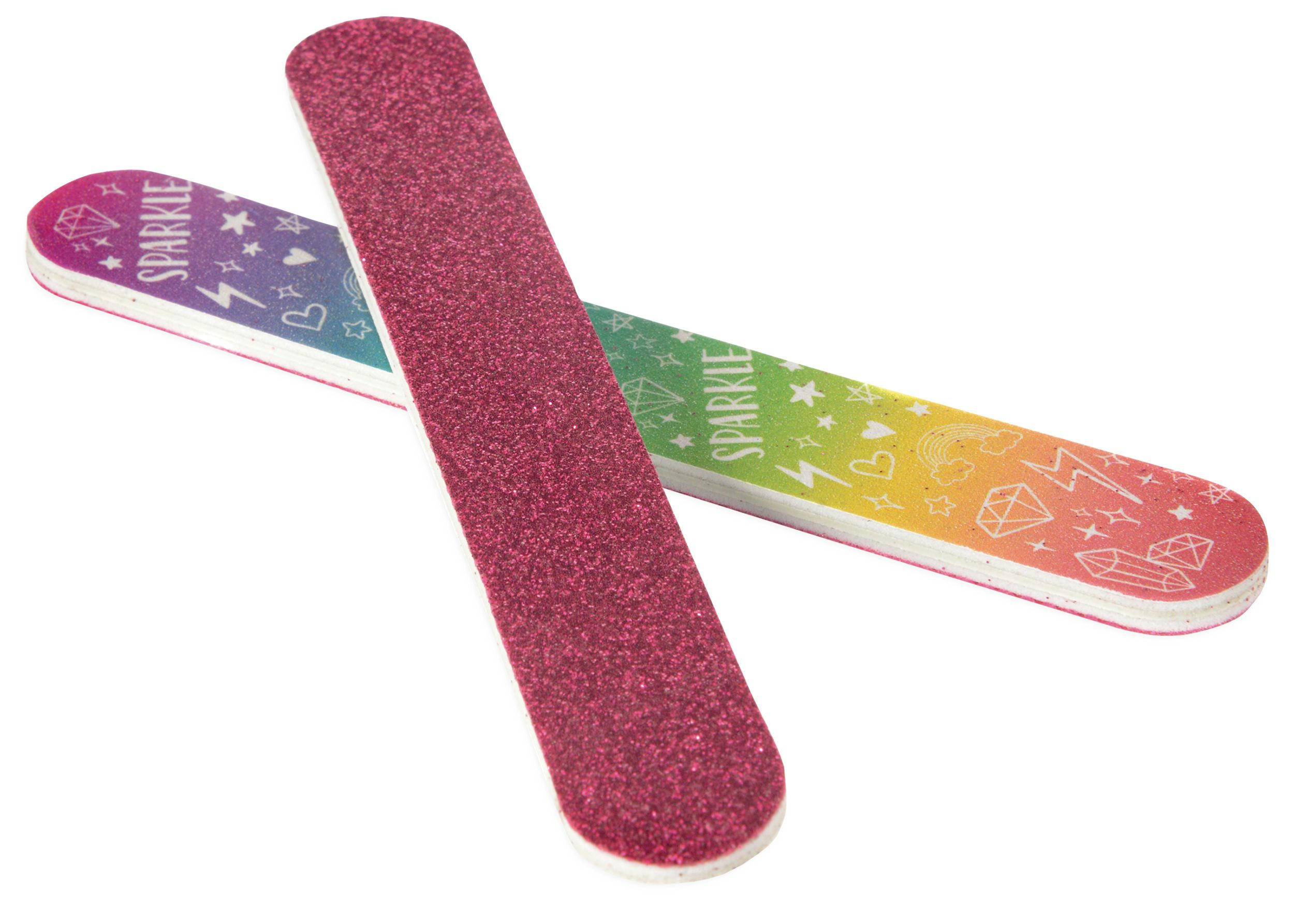 Sparkle Two-Sided Glitter Nail Files,  Pink/Rainbow, 5-in, 8-pk, Party Favour for Birthdays
