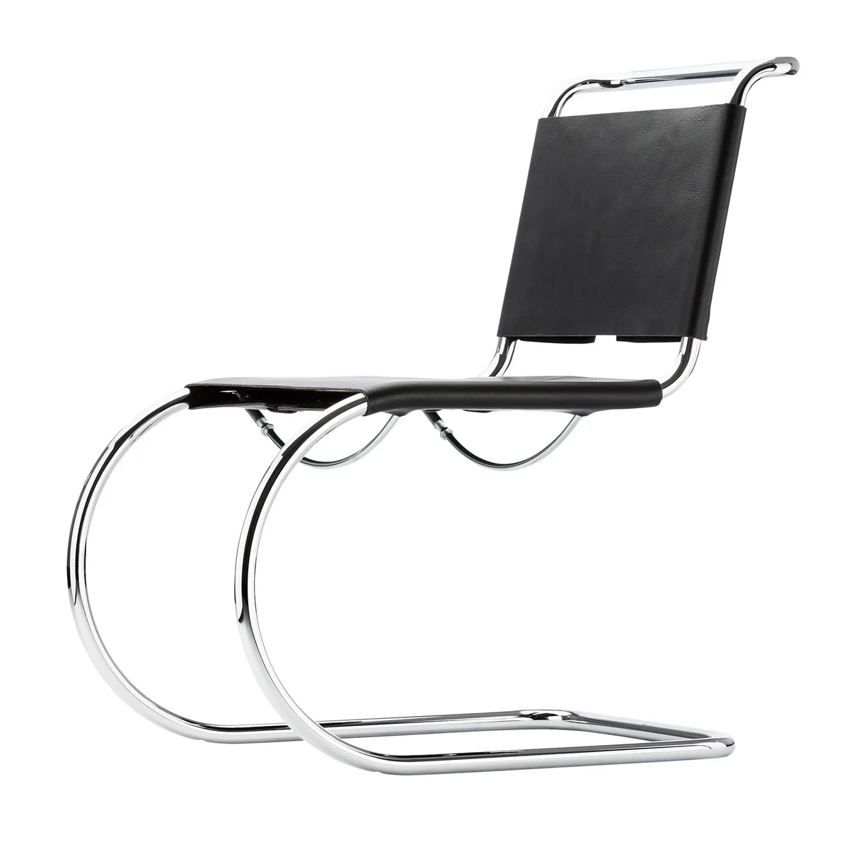 Thonet - S 533 L Stuhl, Gestell verchromt / Kernleder schwarz