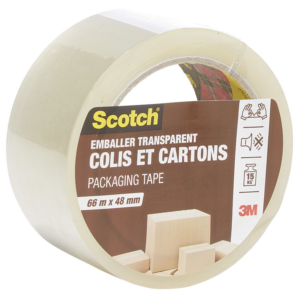 Scoth Adhésif transparent pour carton et emballage 66m x 48 mm