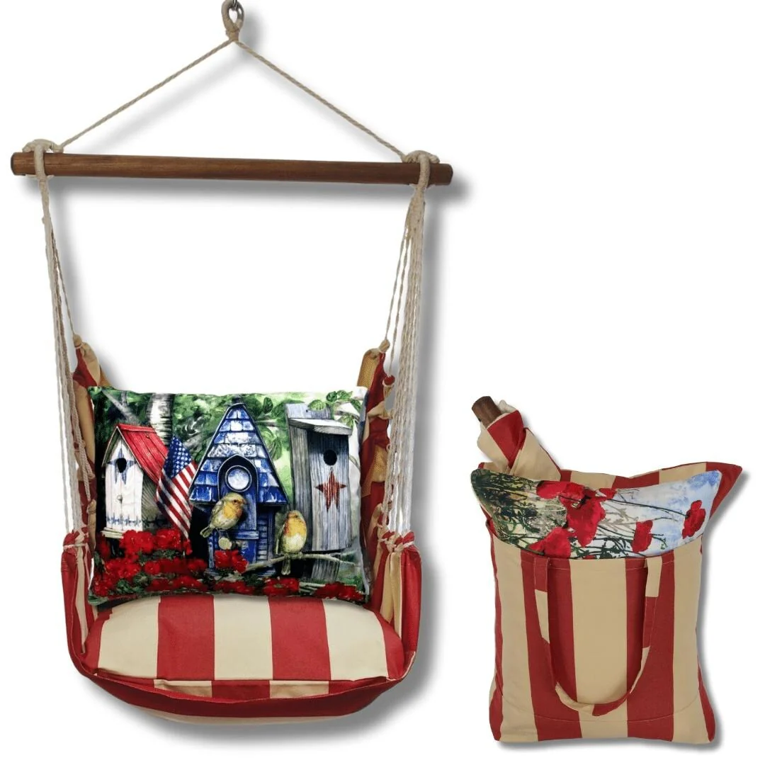 Magnolia Casual Swing Set 4 piece - Americana Stripe w/ Americana Birdhouses