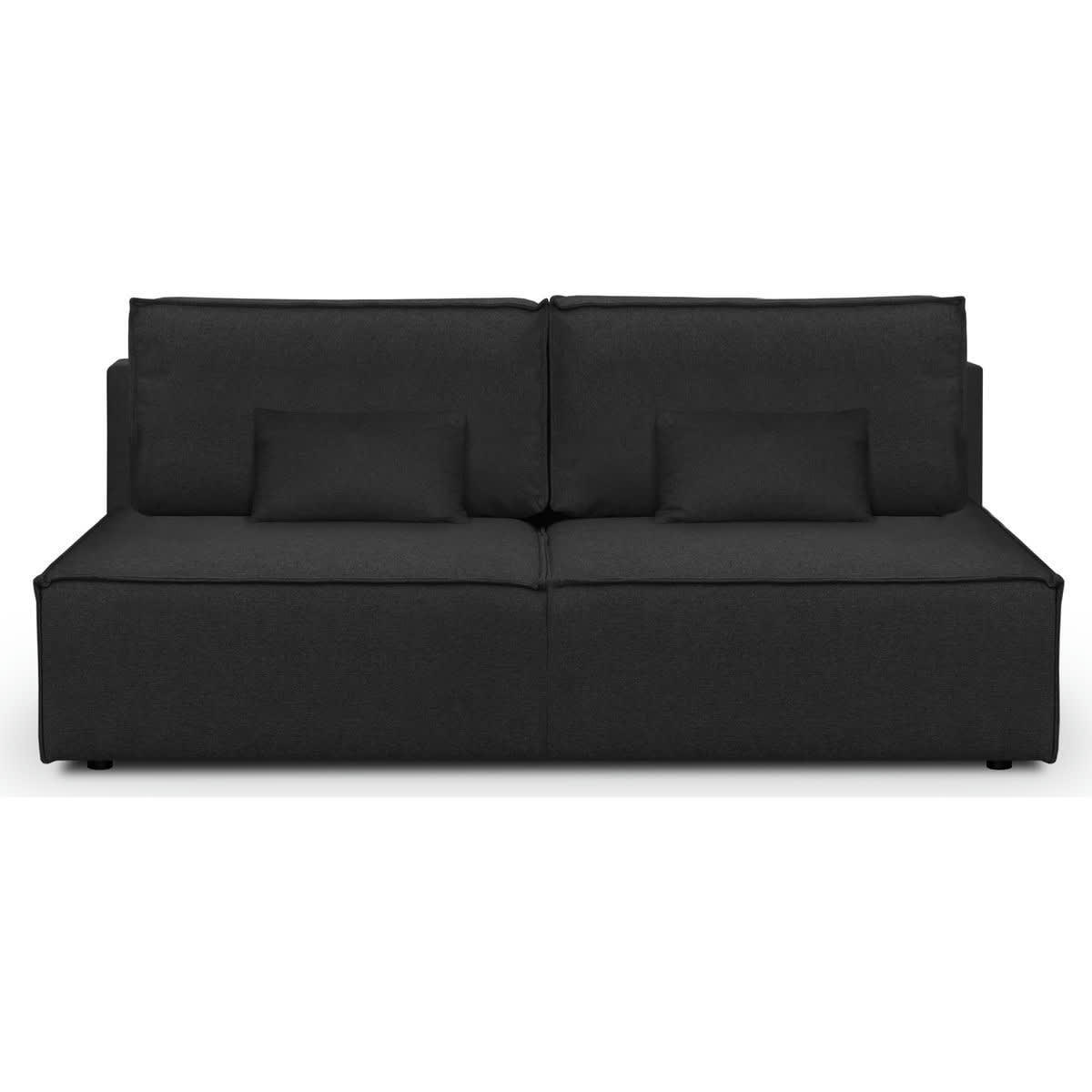 MILLA NEW - Canapé convertible 3 places avec coffre en tissu noir