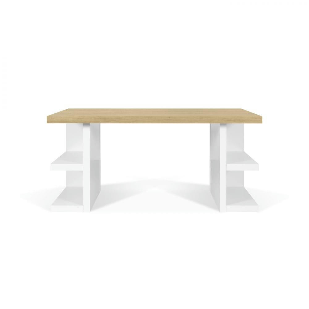 MULTI - Bureau effet bois blanc laqué et chêne naturel