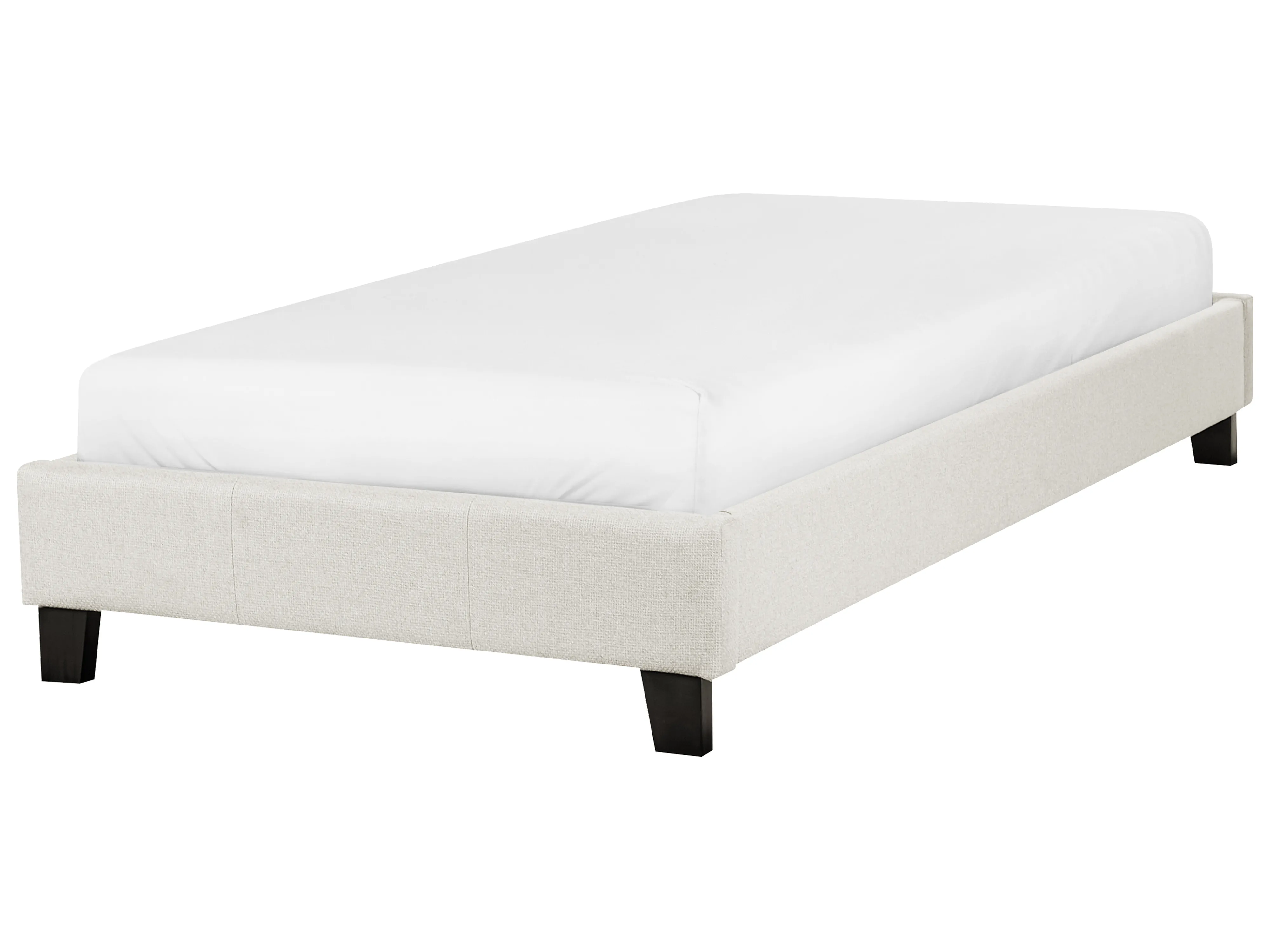 Bed without Headboard Fabric ROANNE 140 x 200 cm (EU Double) Light Beige
