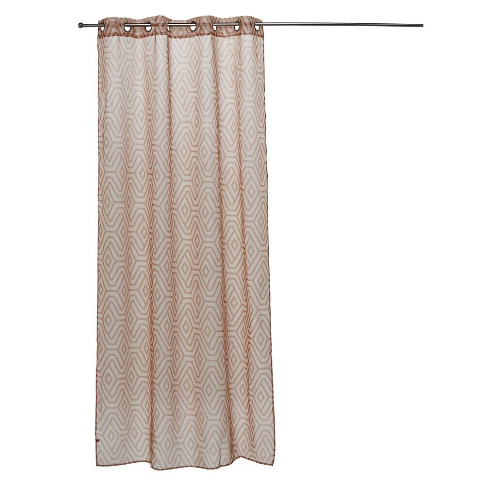 Voilage beige imprimé orange 100% polyester 140x240cm