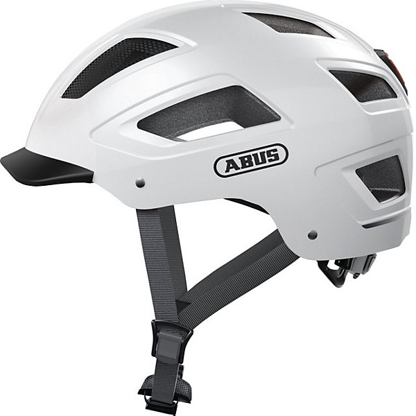 Casque urbain ABUS Hyban 2.0 Polar White M, coque ABS, mousse EPS, filet anti-insectes, feu LED.