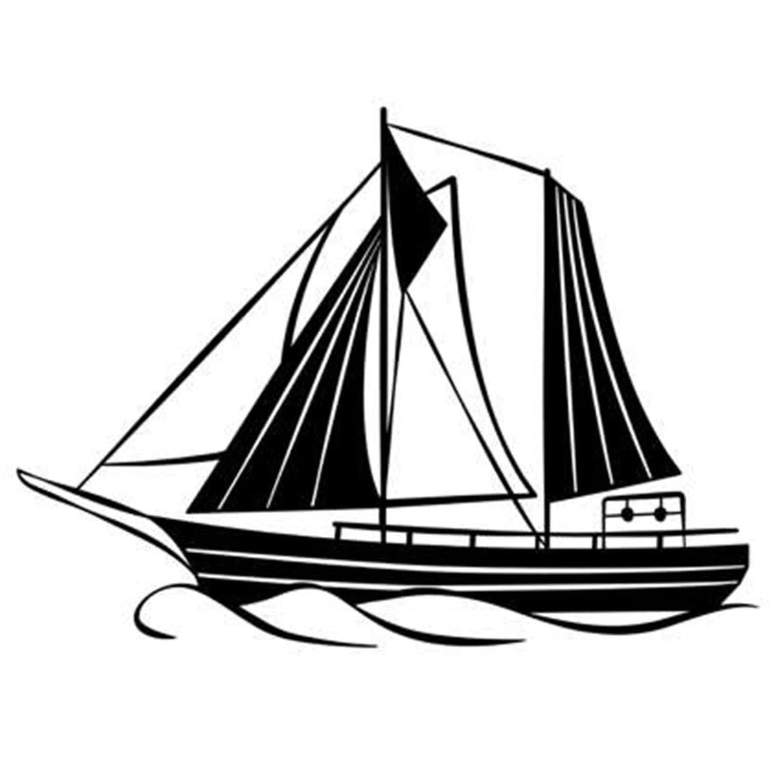- Déco murale bateau à voile en métal noir 55x40 cm