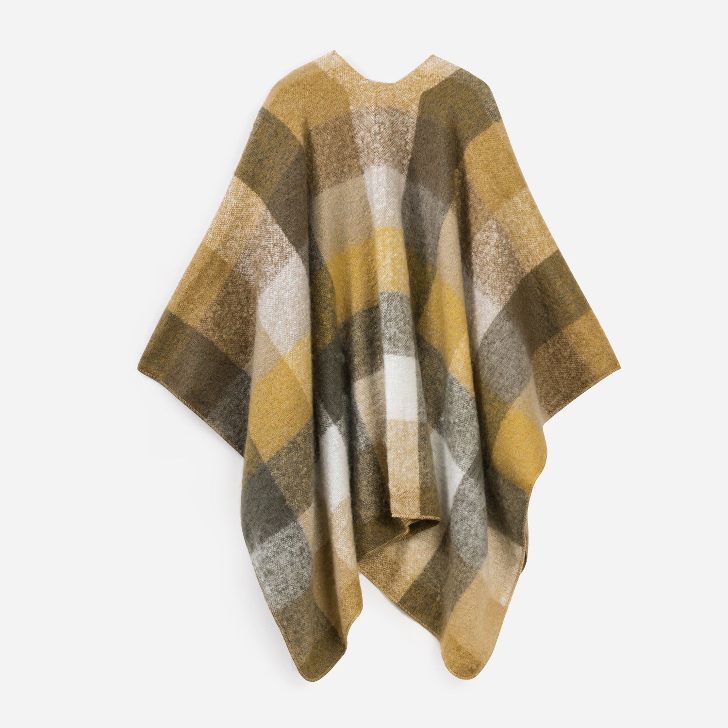 Poncho marron motif carreaux
