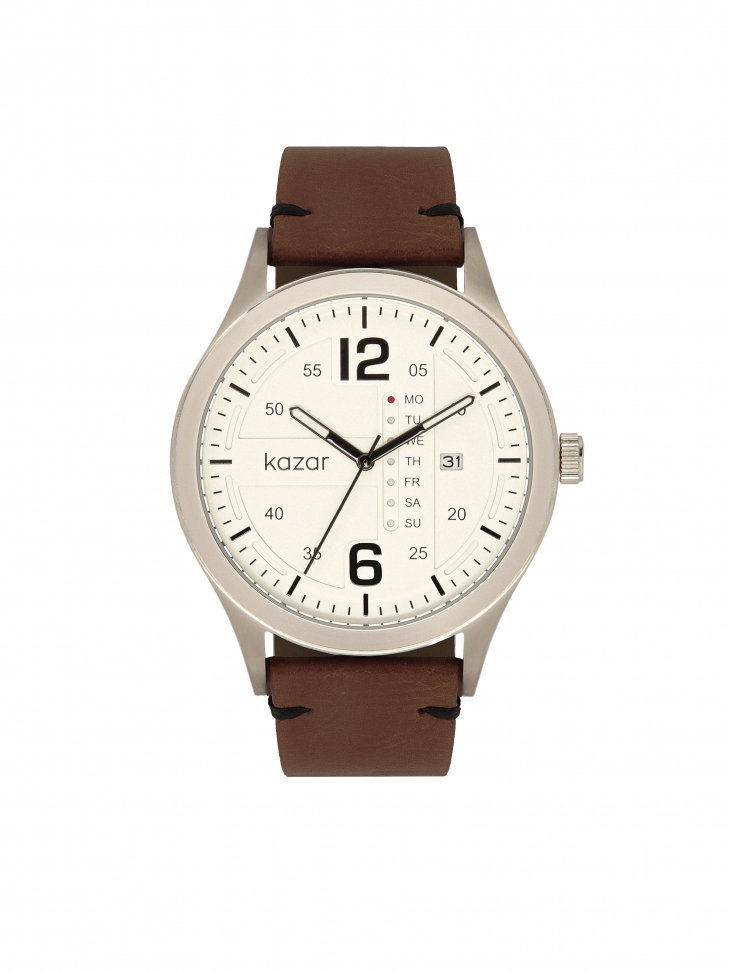 Men's watch on a brown leather strap