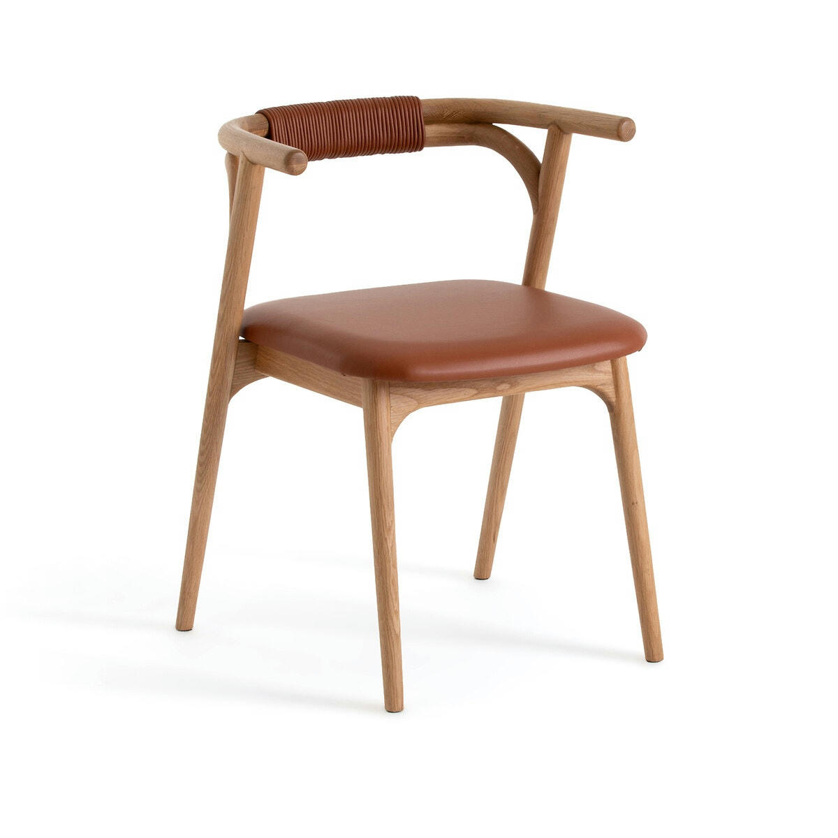 Fauteuil de table chêne/cuir, Fermyo
