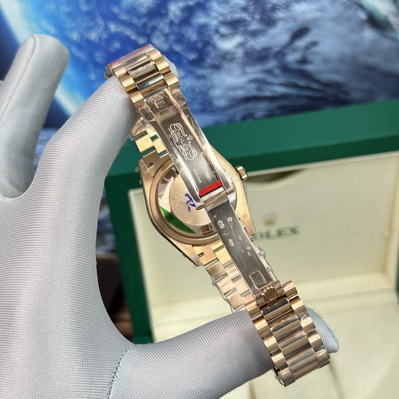 Rolex Day-Date RG Plated Dark MOP Dial CZ Diamonds 40mm BPF Replica