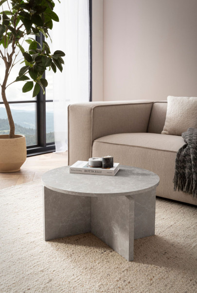 Stolik Kawowy Okrągły 60x60x33 cm Nowoczesny Niski MDF do Salonu