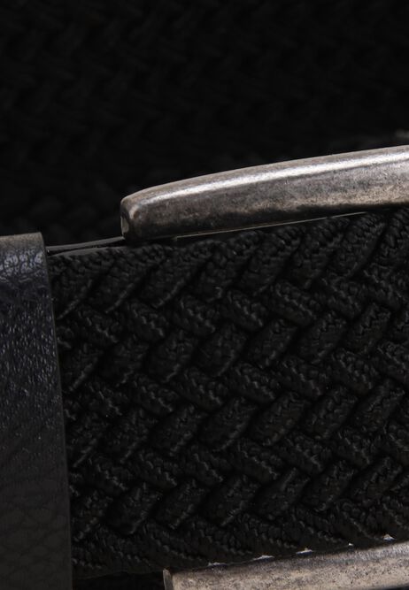Mens Black Plain Stretch Chino Belt