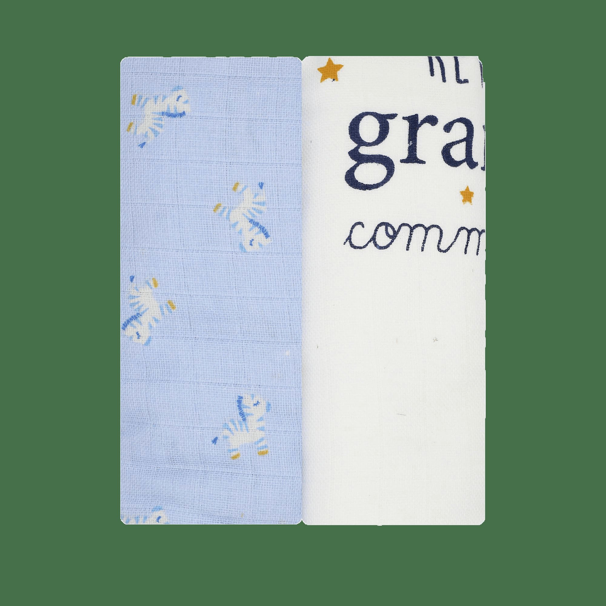 - Lot de 2 maxi langes bébé 120X120 Bleu