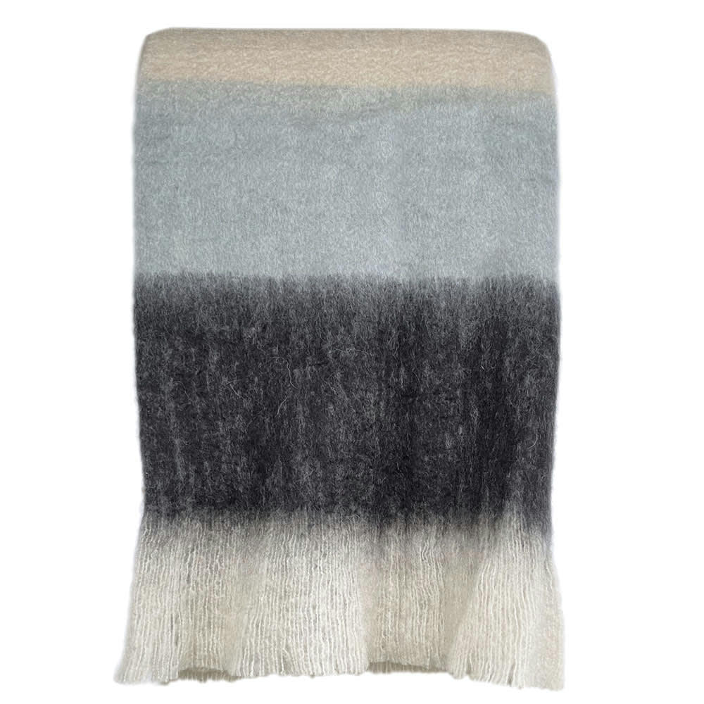 MOHAIR - Plaid noir 125x150