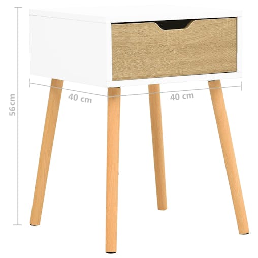 NNEVL Bedside Cabinet White & Sonoma Oak 40x40x56 cm Chipboard
