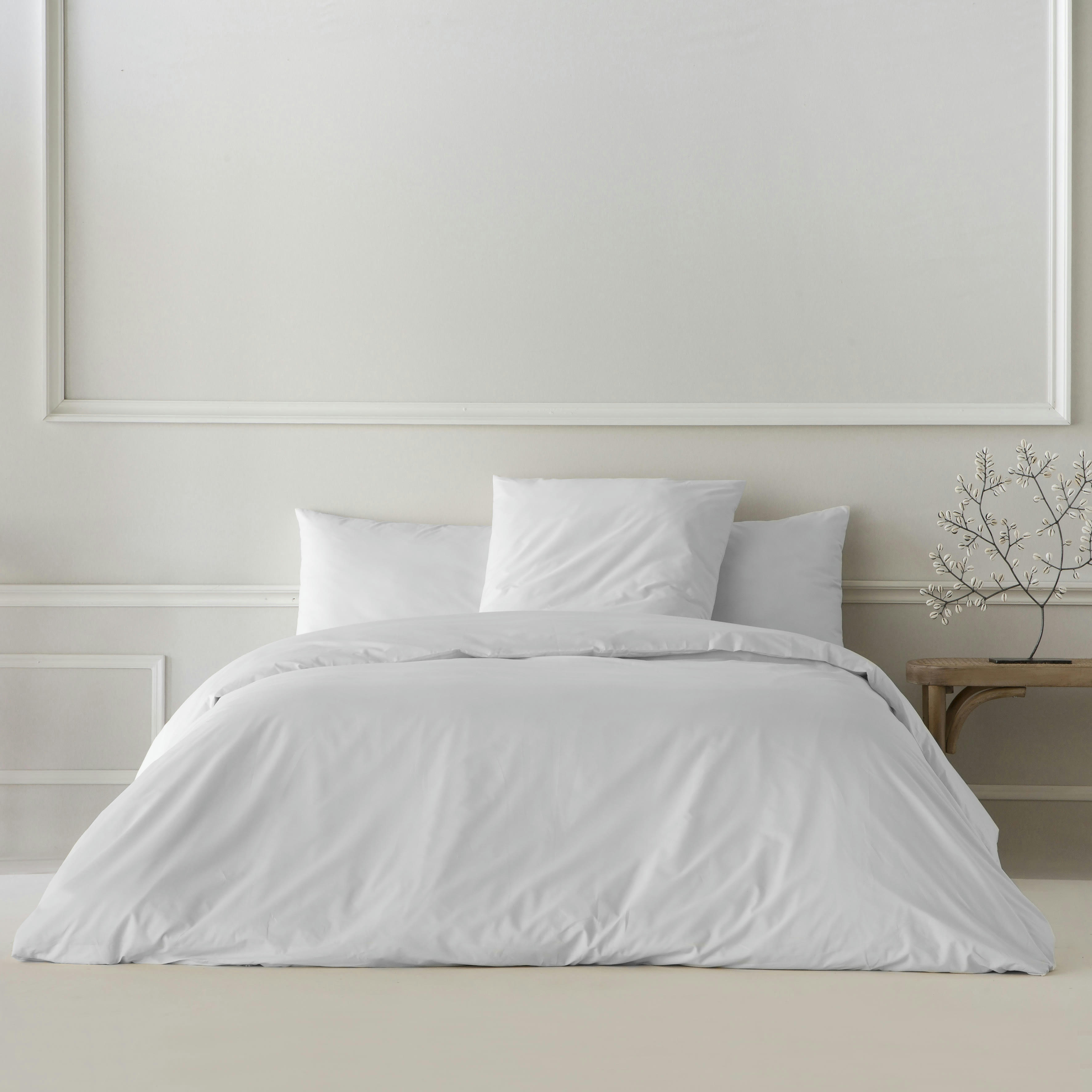 UNI - Housse de couette en percale coton blanc 140x200 cm