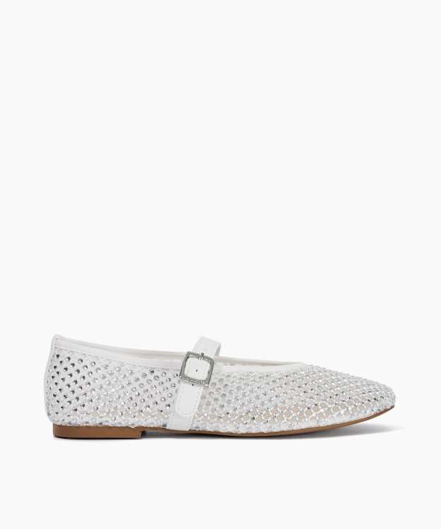 Haislee White - Diamante Mary Jane Shoes