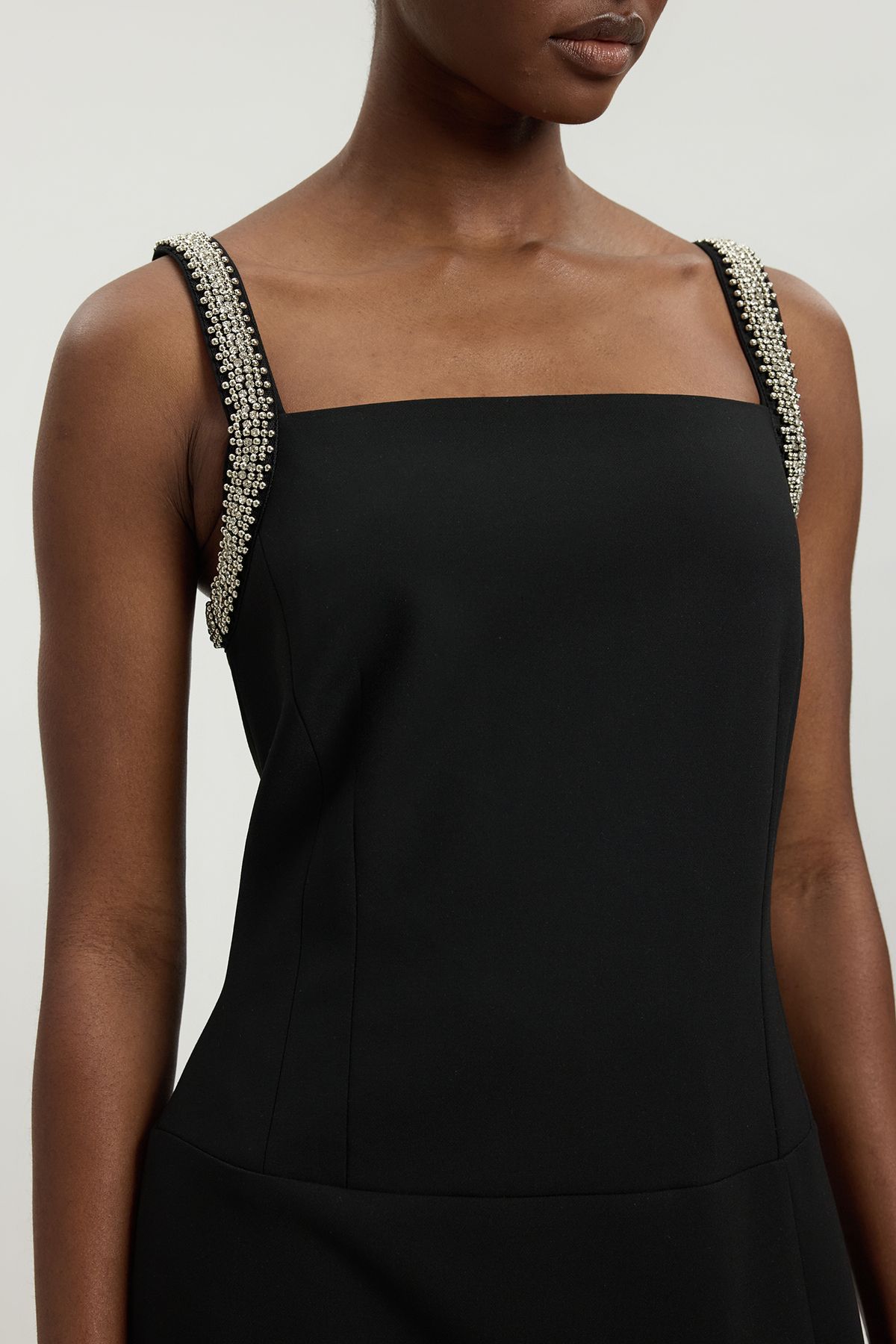 KarenMillen Compact Stretch Diamante Trim Detail Column Dress