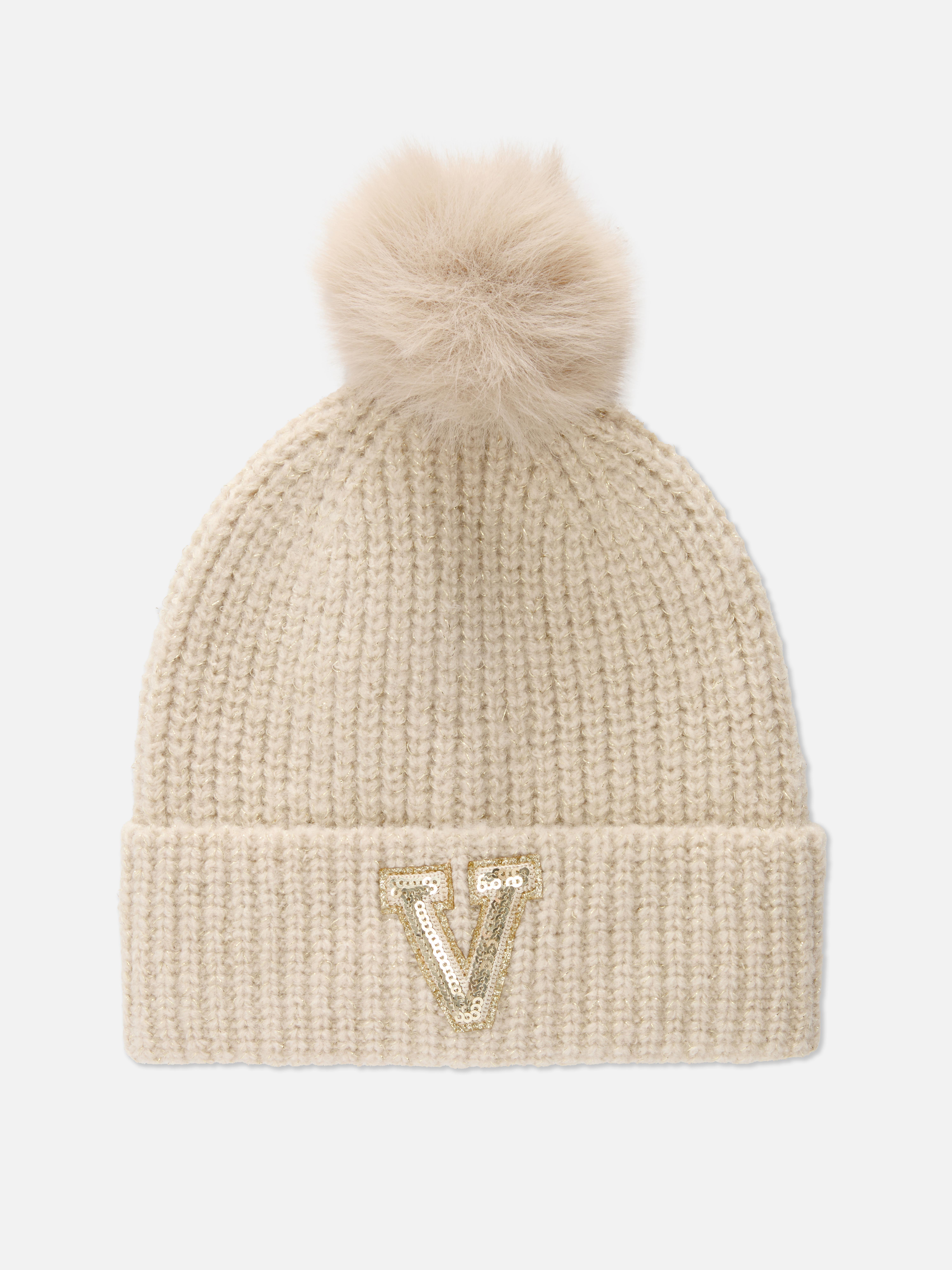 Initial Pom-Pom Beanie