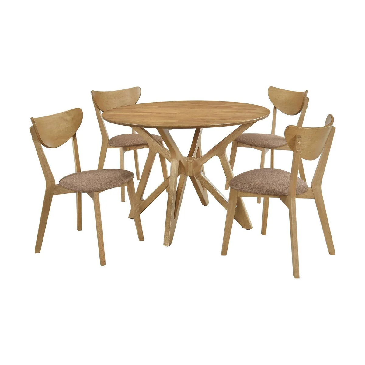 Carson Light Walnut 5-piece Solid Wood Dining Set