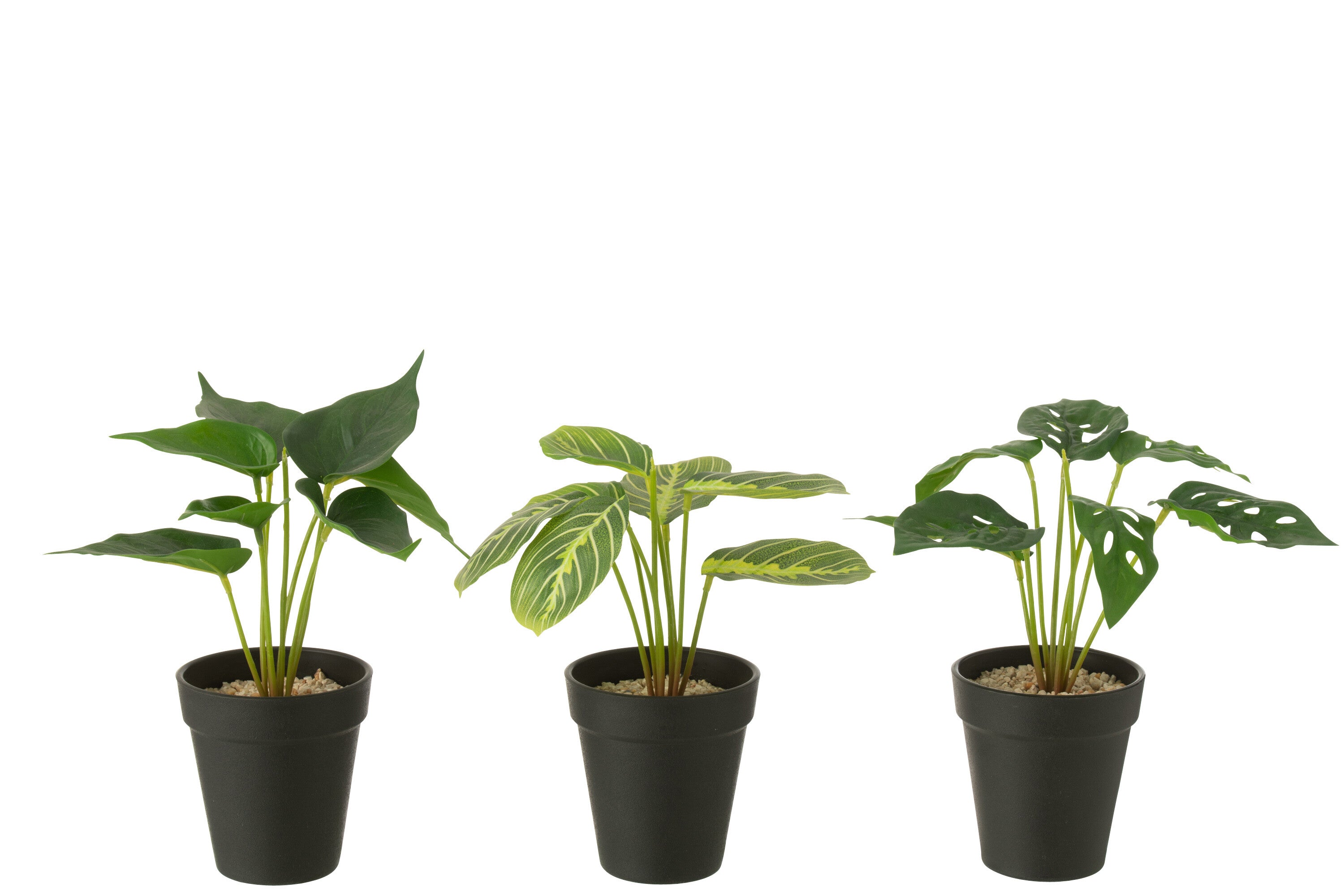 J-Line plant in pot - kunststof - groen - 3 stuks