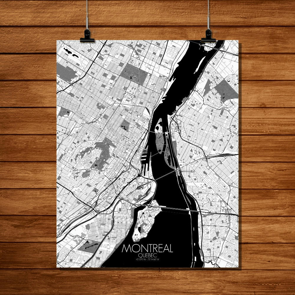 - Affiche Montreal Carte N&B 40x50