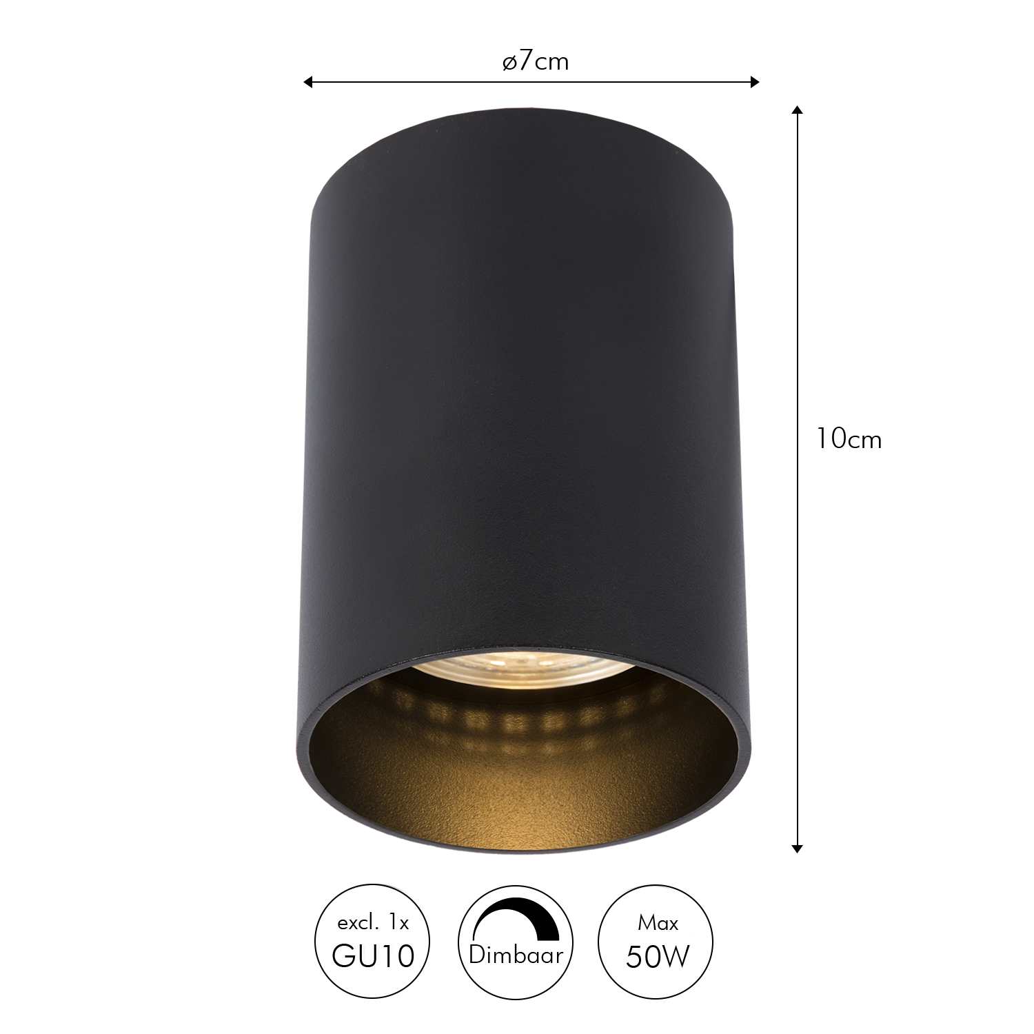 Atmooz Plafondlamp Nuo Fix - Zwart Metaal - Opbouw Plafondspot