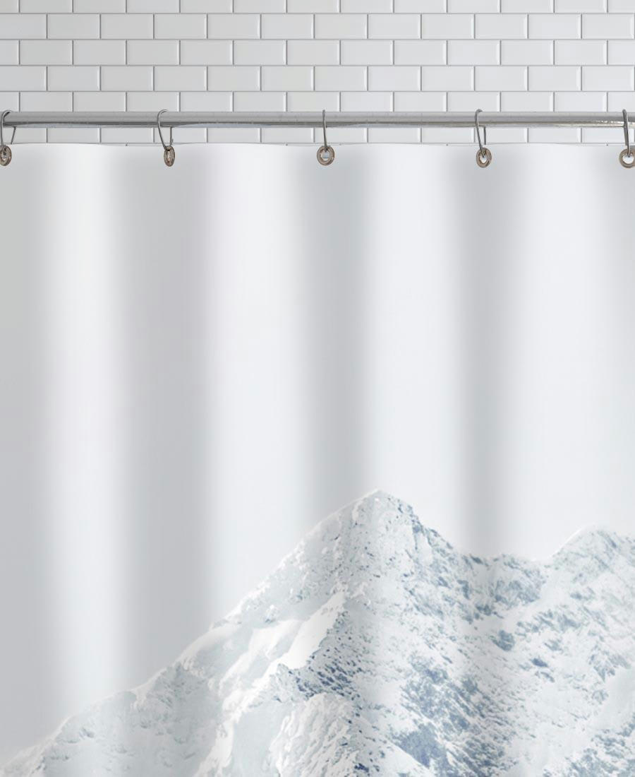 WHITE MOUNTAIN 2 - Rideau de douche en polyester en blanc & gris 150x200