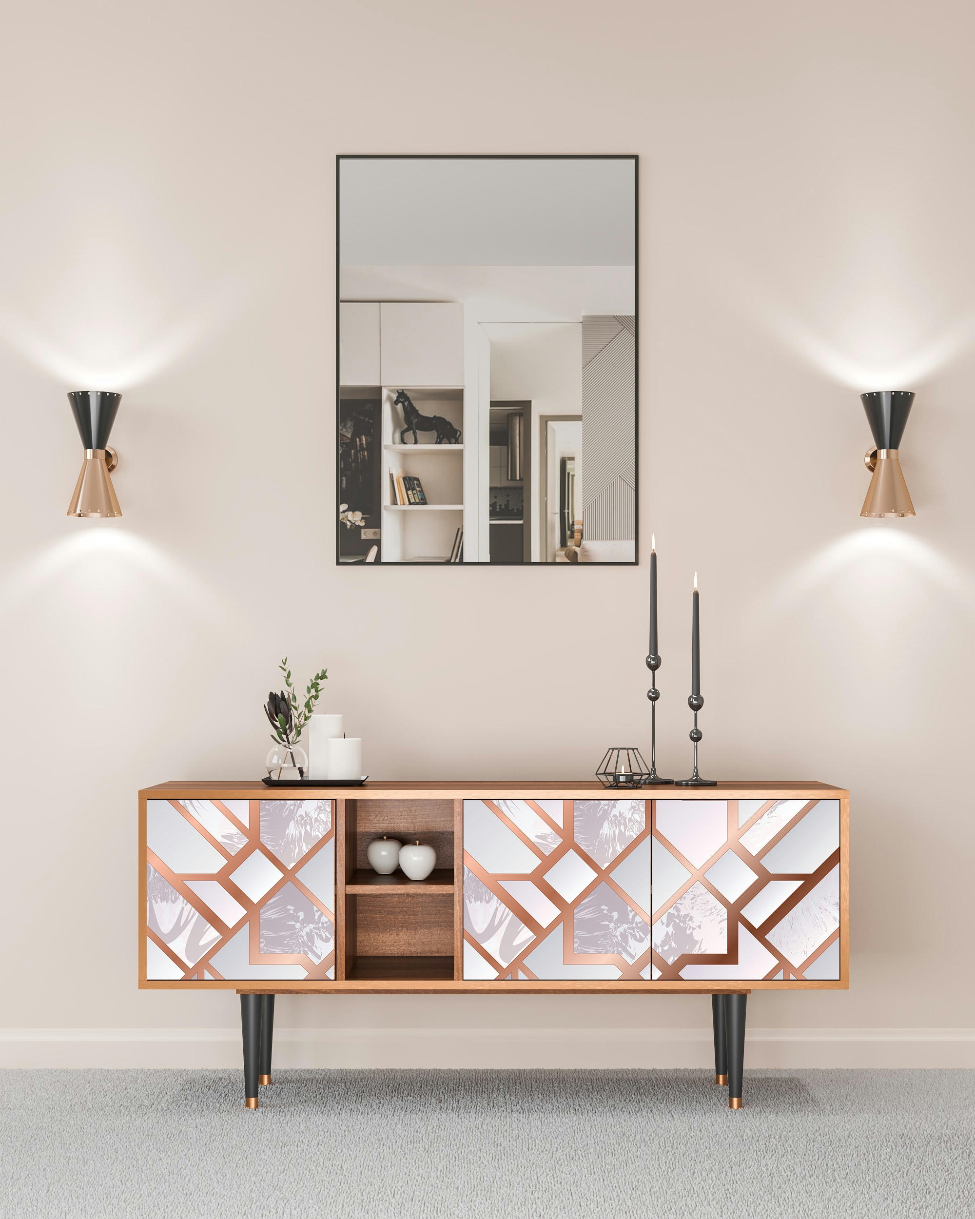 PASTEL FAIRYTALE - Meuble TV  rose clair 3 tiroirs L 150 cm