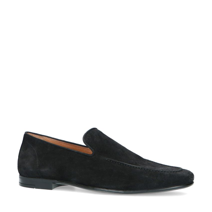 Manfield Zwarte suède loafers