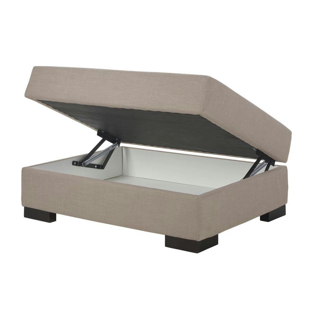 Terence - Pouf pour canapé modulable en toile mastic avec coffre de rangement