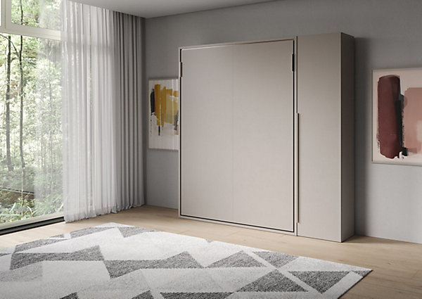 Lit double escamotable vertical Versia 160 avec armoire droite Argilla 1 porte