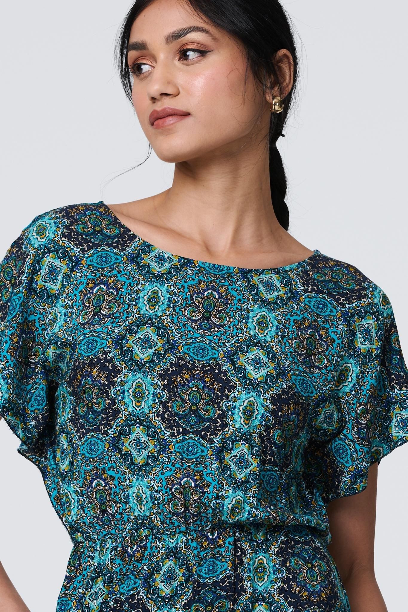 Izabel London Printed Batwing Sleeve Maxi Dress