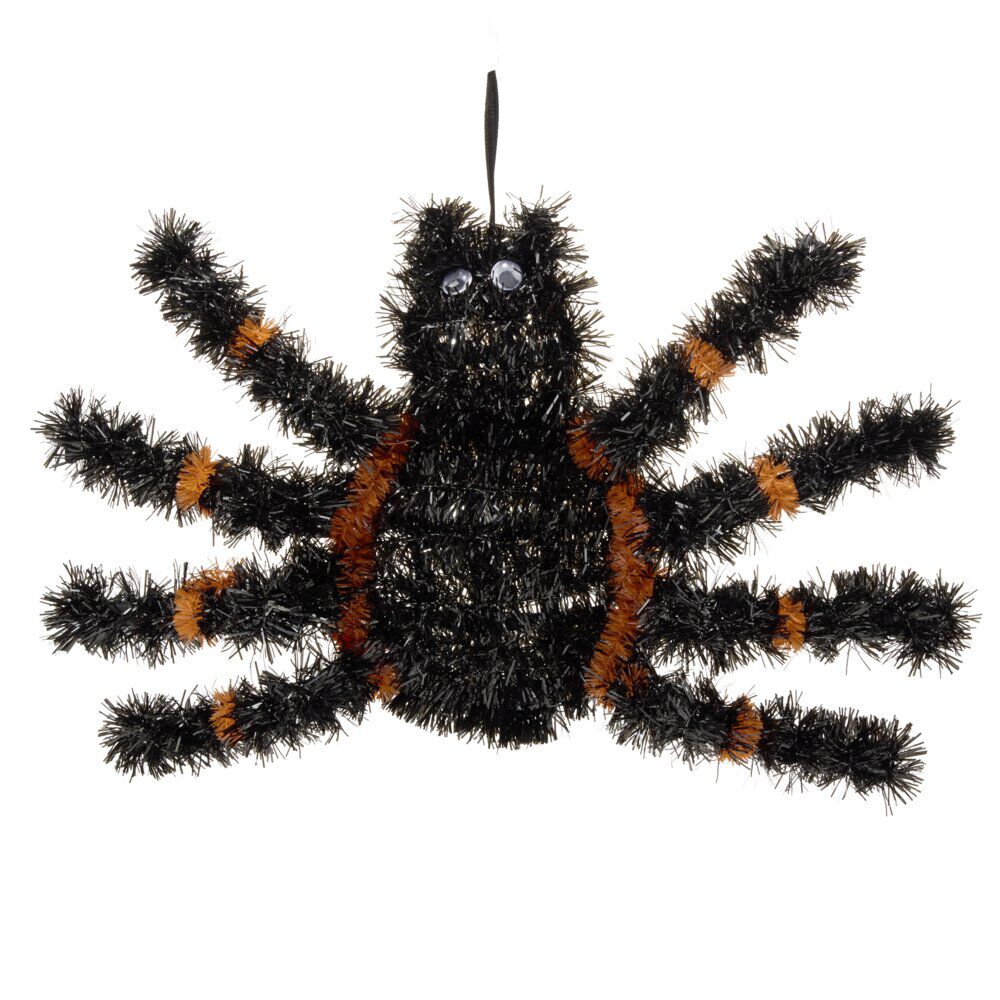 Décoration Halloween araignée à suspendre noir L23x35XØ4,5 cm