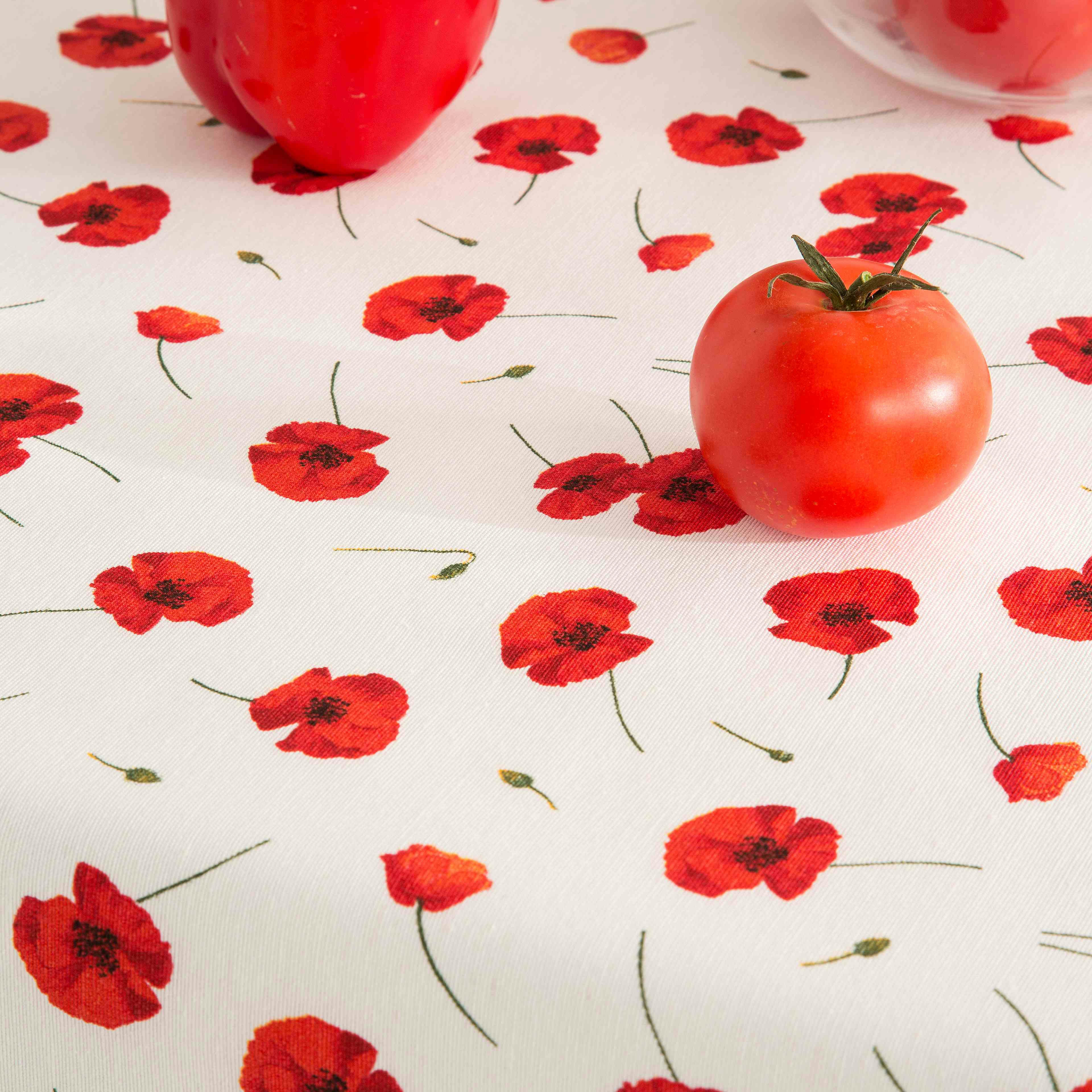 CROUNCH ROJO - Nappe imprimée rouge avec traitement anti-taches en coton 140x200 cm